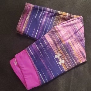 Under Armour Capri toddler girls purple pink striped athletic size 5